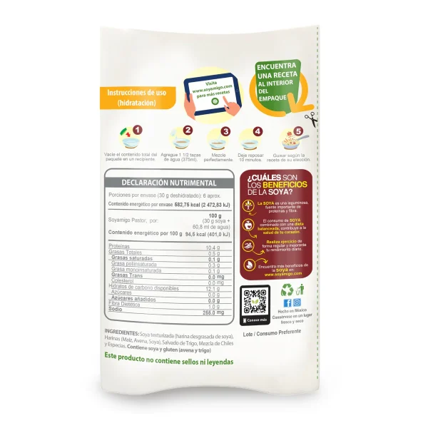 SOYAMIGO ALIMENTO DE SOYA SABOR AL PASTOR 185 GRS.