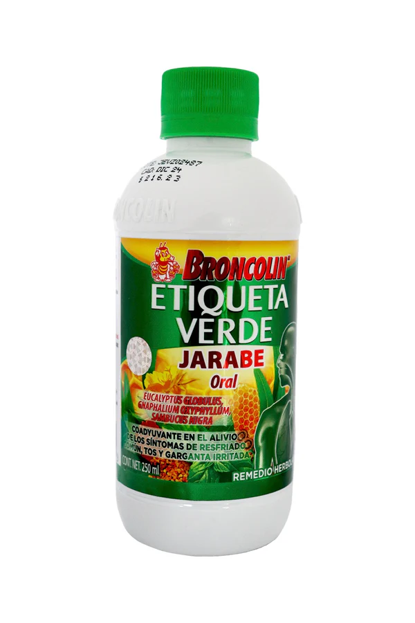 JARABE BRONCOLIN ETIQUETA VERDE C/PROPOLEO 250 ML.
