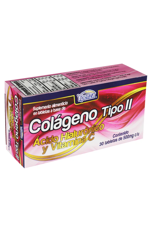 TBS. COLAGENO TIPO II, ACIDO HIALURONICO Y VIT C C/30 500 MG  1X120