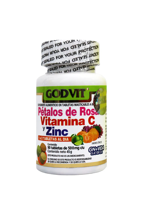 TBS. PETALOS DE ROSA , VITAMINA C Y ZINC C-90 DE 500 MG (MASTICABLES)