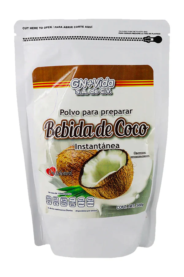 POLVO PARA PREPARAR BEBIDA DE COCO INSTANTANEA 500 GRS