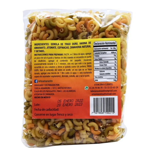 Pasta Integral Amaranto Codito 200 G