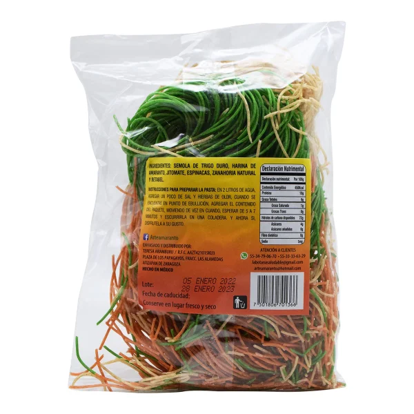 Pasta Integral Con Verdura Y Amaranto Fideo 200 G