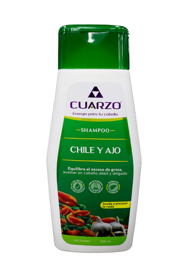 SHAMPOO CAPILAR DE CHILE Y EXTRACTO DE AJO 550ML